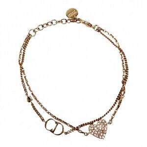 DIOR Gold Heart Charm Bracelet